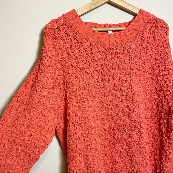 Seven 7 Chenille Textured Sweater Hibiscus Coral - Picture 3 of 7